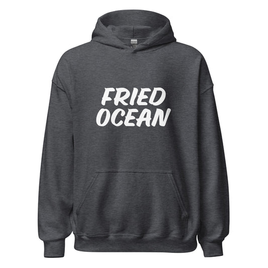 FRIED OCEAN Hoodie || White on Dark Heather