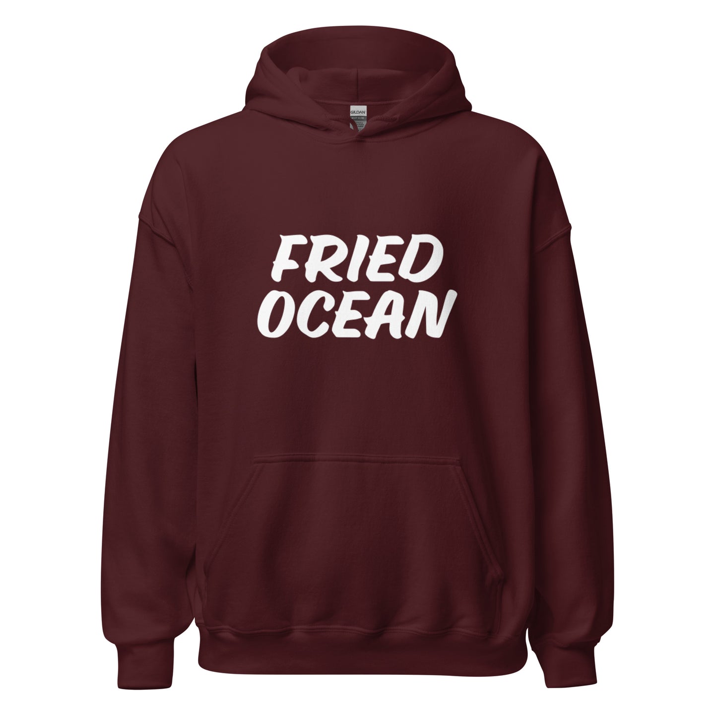 FRIED OCEAN Hoodie || White on Maroon